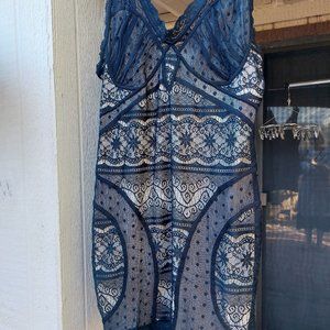 Black Beige Lace Stetch SExy Mini DRess